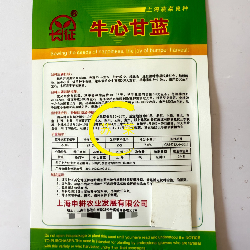 长征牛心甘蓝种子一代杂交牛心包菜丰产抗病抗逆性好冬性强