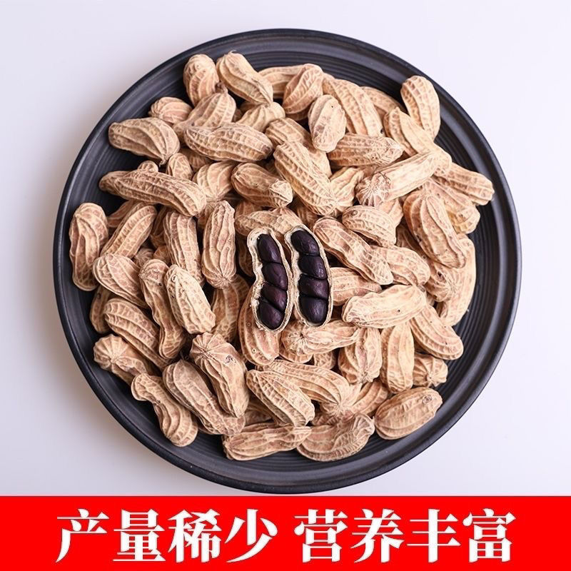 云南富硒黑花生带壳新货富硒黑花生正宗种子紫皮花生