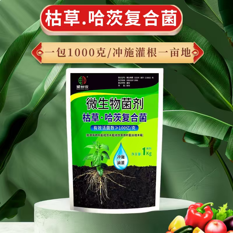 枯草哈茨复合菌四菌合一矿源黄腐酸钾冲施滴灌灌根1000克