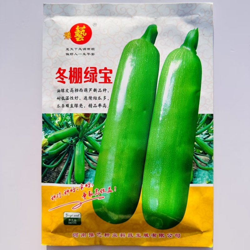 豫艺冬棚绿宝西葫芦种子耐低温高产抗病早春越冬大棚专用