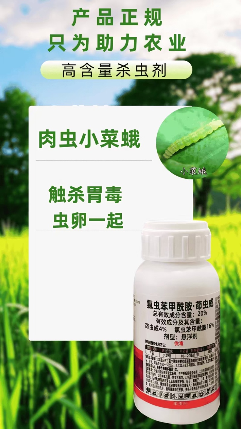 20%氯虫苯甲酰胺茚虫威杀虫剂小菜蛾肉虫虫卵双打正品