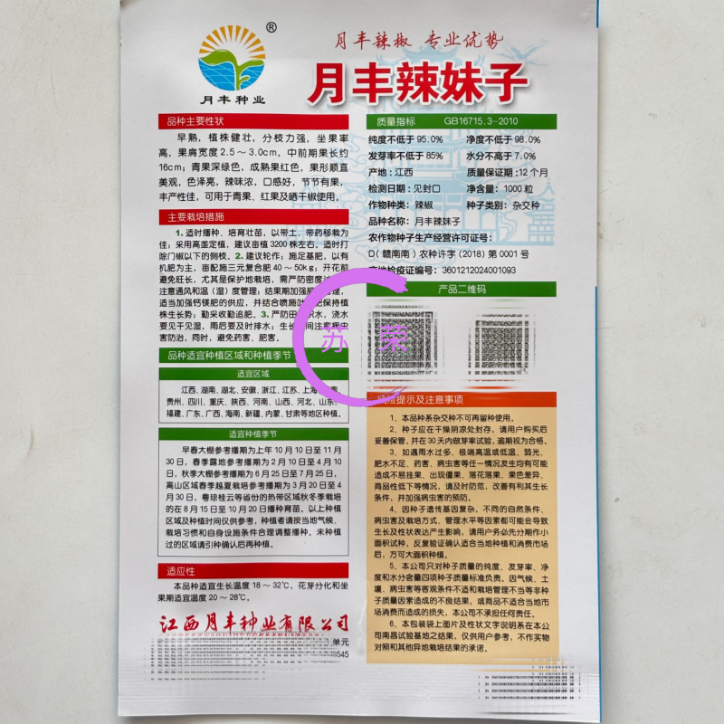 月丰辣妹子尖椒种子早熟杂交春季品种辣味高产抗病青红两用