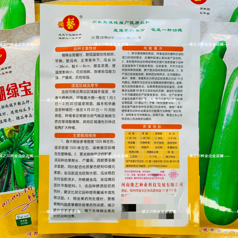 豫艺角瓜冬棚绿宝西葫芦种子耐寒油绿西葫芦瓜种子耐低温