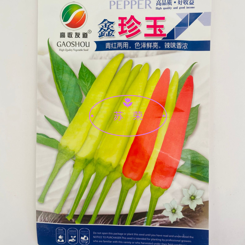 鑫珍玉早熟单生黄皮朝天椒种子光亮顺直味香辣黄红果两用黄朝