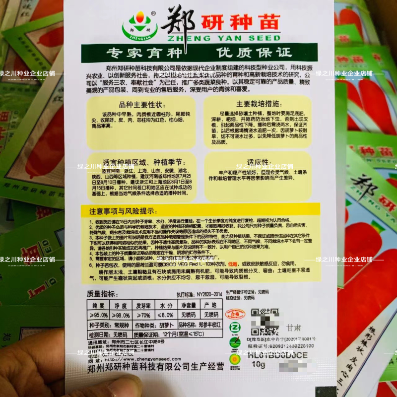 郑研郑参丰收红胡萝卜种子皮肉早熟三红胡萝卜种籽家庭小菜园