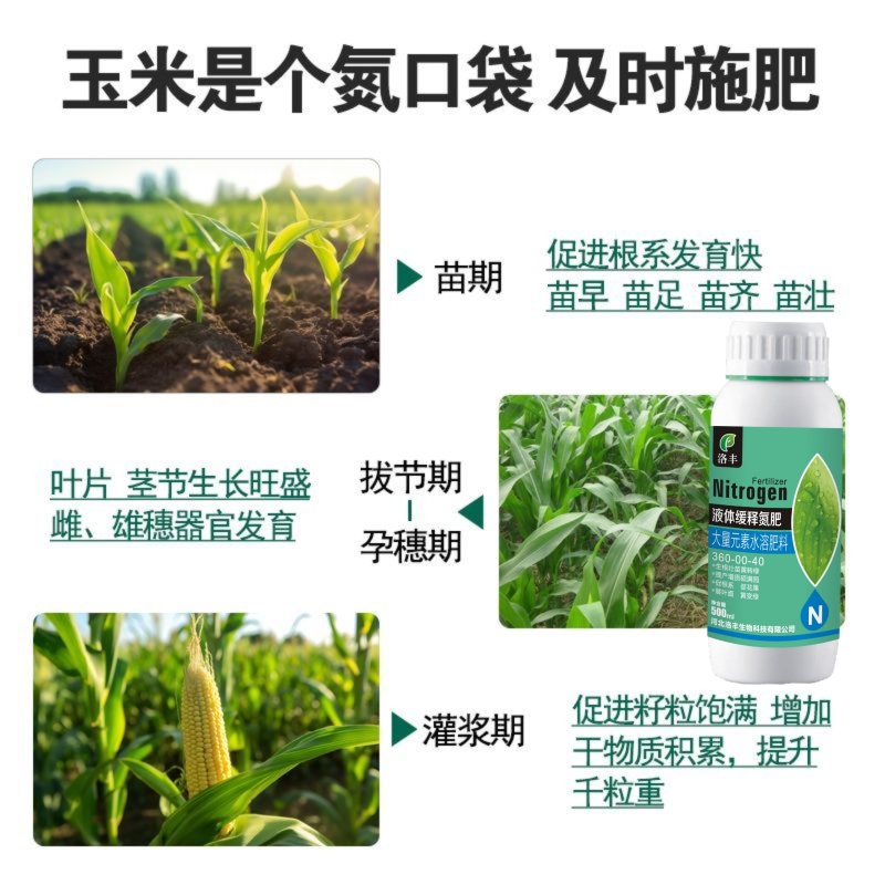 洛丰液体氮洛丰水溶肥快速补氮肥效持久绿叶提苗提质增产正品