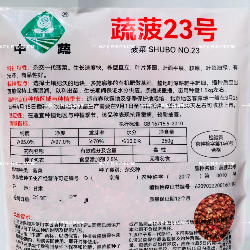 中蔬农科院菠菜种子蔬菠23号菠菜种籽杂交油绿耐寒春秋越冬