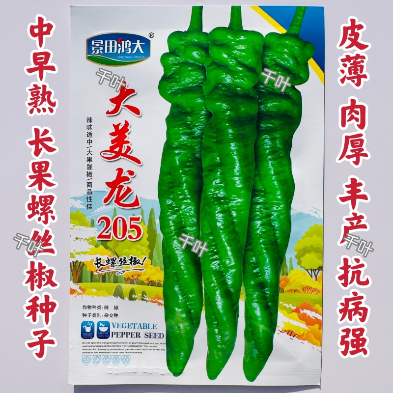大美龙205长果螺丝椒种子薄皮香辣大果陇椒种籽薄皮辣椒种
