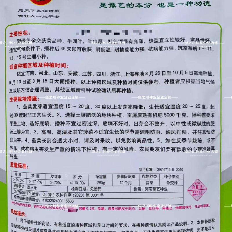 豫艺杂交菠菜种子墨玉绿菠菜种籽深绿色耐寒春秋越冬蔬菜种子