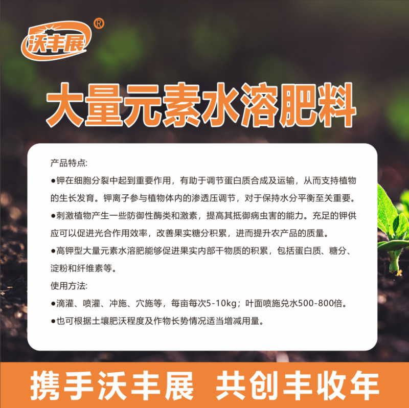 高钾肥大量元素水溶肥膨大果实着色均匀提高糖分增产丰收