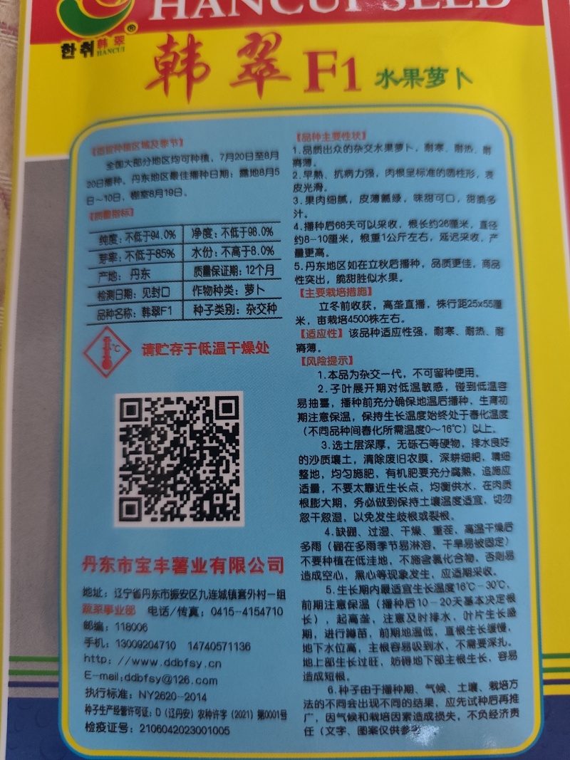水果萝卜种子，口感甜脆，绿皮绿肉，圆柱形，适合秋播！