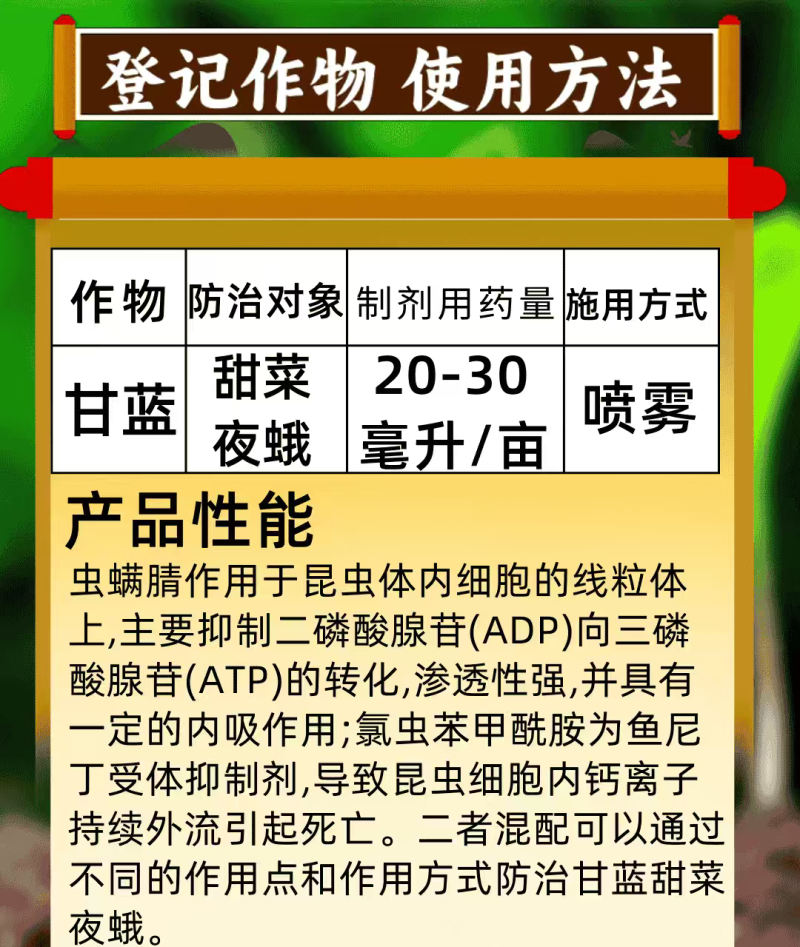 20%虫螨腈氯虫苯甲酰胺杀虫剂甜菜夜蛾渗透性强虫卵双打