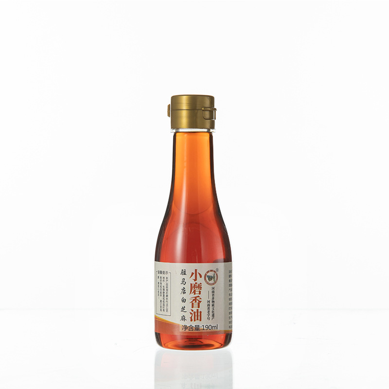 纯黑芝麻油河南驻马店小磨香油500ml家庭玻璃瓶装塑料瓶