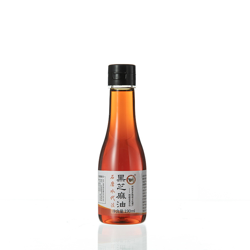 纯黑芝麻油河南驻马店小磨香油500ml家庭玻璃瓶装塑料瓶