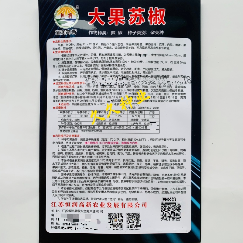 大果苏椒辣椒种子早熟高产抗病薄皮微辣优质辣椒种籽春秋
