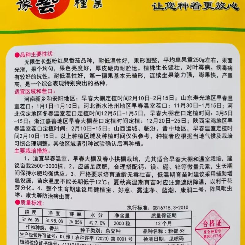 豫艺粉都53番茄种子无限生长型抗性强耐低温性好粉红果西红