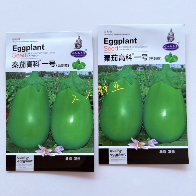 秦茄高科一号中早熟杂交绿茄种子皮色深绿油亮单瓜重800克