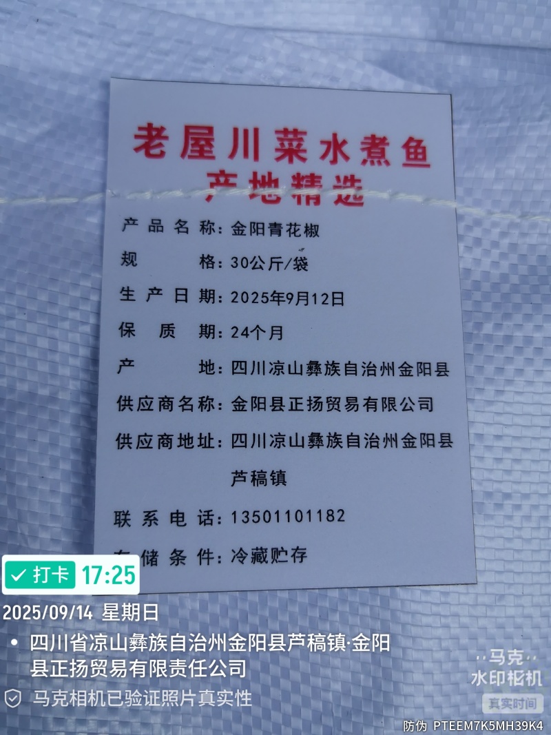 原产地金阳特级青麻椒全年供应量大价优货源充足品质保障