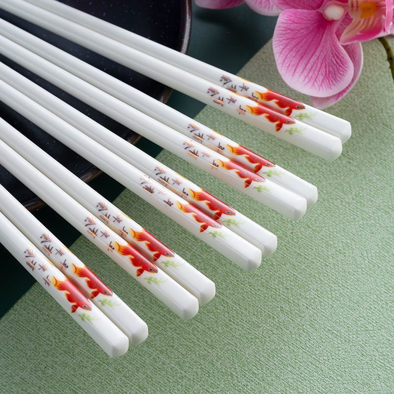抗菌防霉陶瓷筷子家用防滑发霉骨瓷高档耐高温易清洗餐