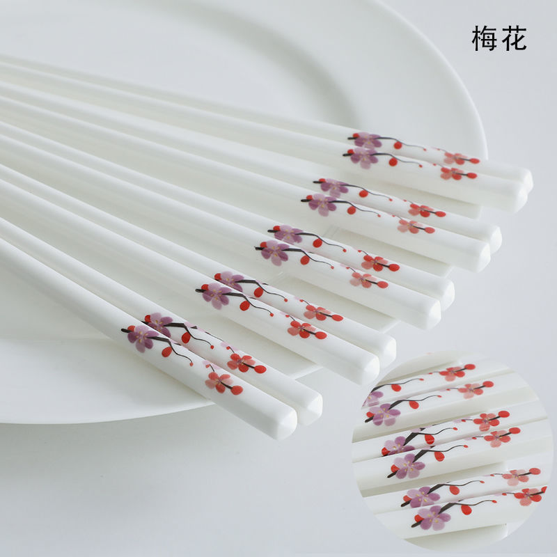 抗菌防霉陶瓷筷子家用防滑发霉骨瓷高档耐高温易清洗餐