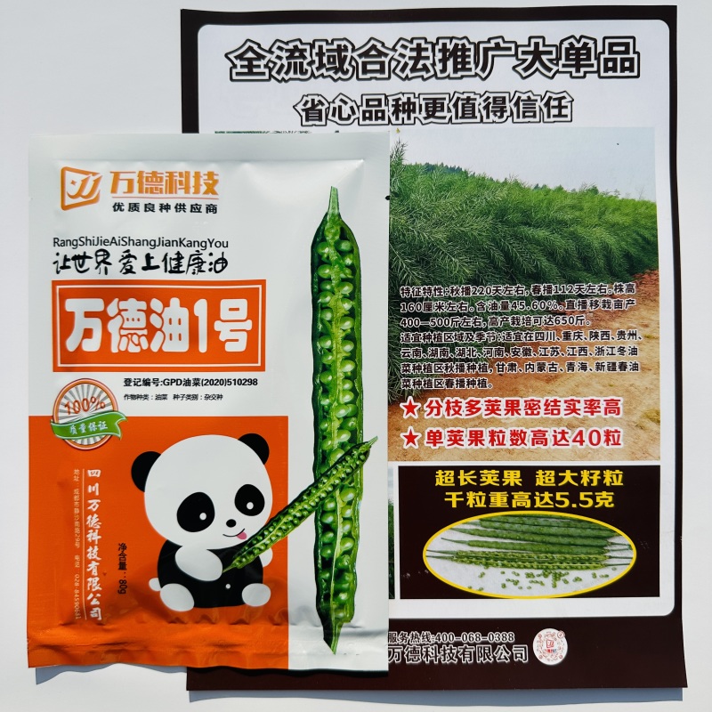 万德科技万德油1号油菜种子产量高抗性好分枝强油菜籽种子