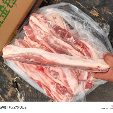 精品一级带皮五花肉条，最新日期大厂货，证件齐全