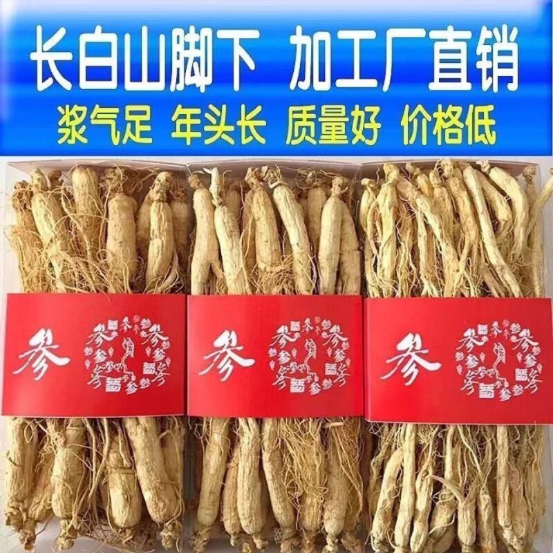 500克长白山干人参人参片生晒参人参须整盒规格白参煲汤泡