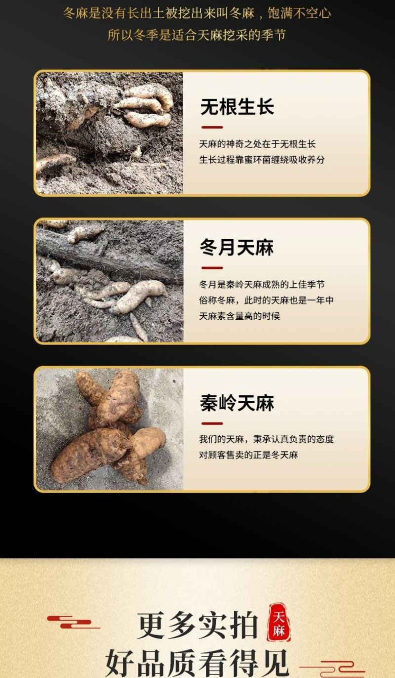 天麻500g陕西秦岭纯干货中药材天麻整个