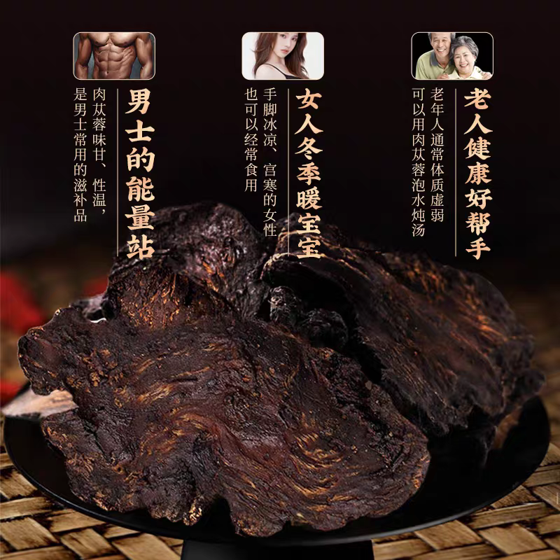 阿拉善肉苁蓉正宗野生整根切片鲜干片内蒙古大芸泡茶水泡酒料
