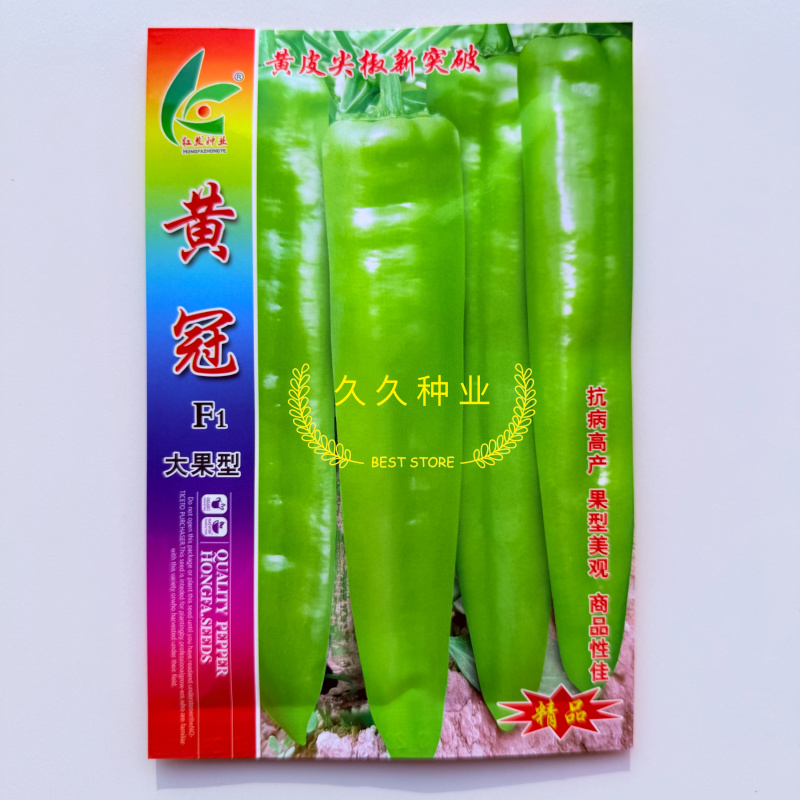 黄冠黄皮牛角椒种子中辣顺直大果早熟高产商品性好