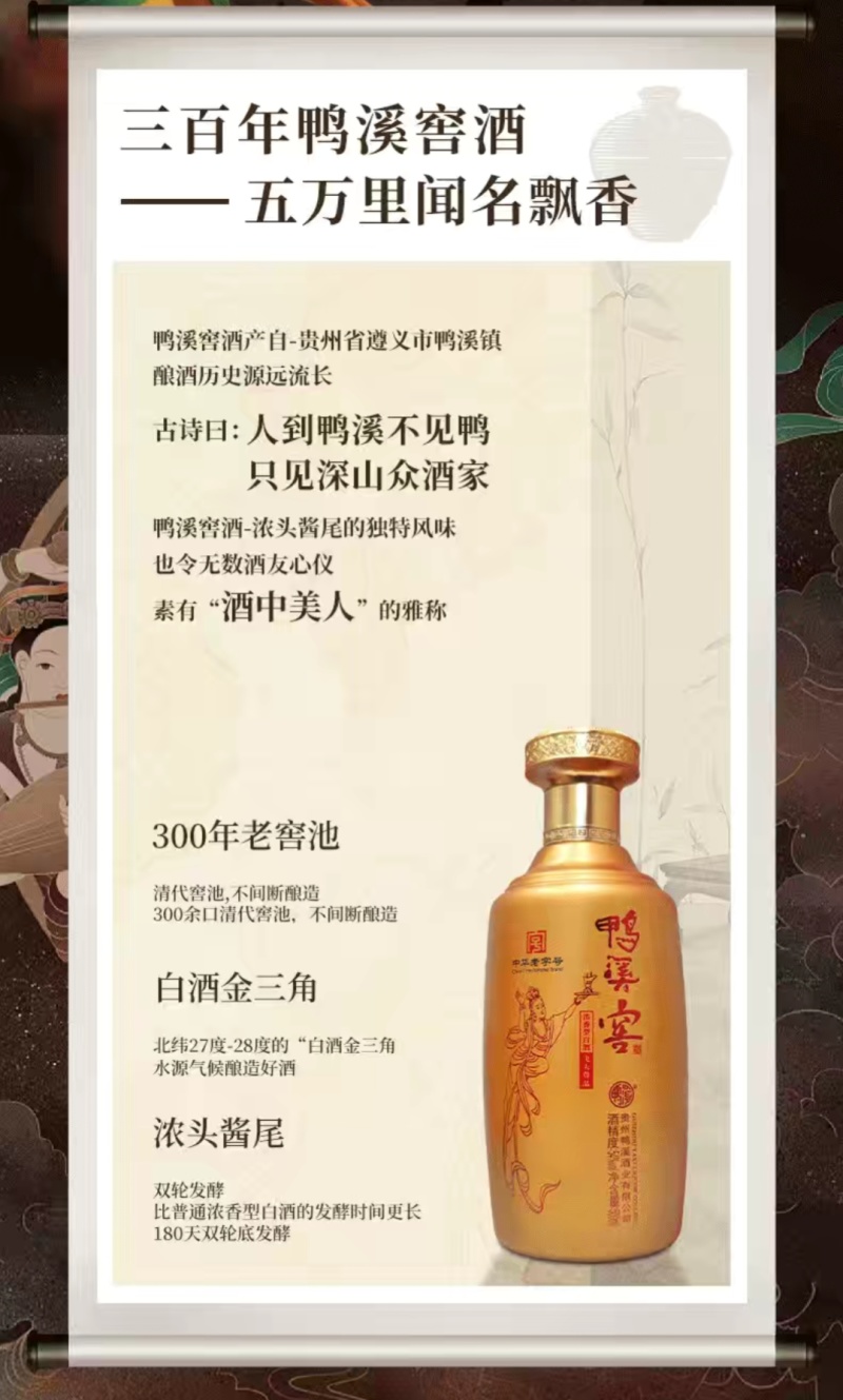鸭溪窖飞天尊品，54度浓香型白酒，入口柔，口感纯正……