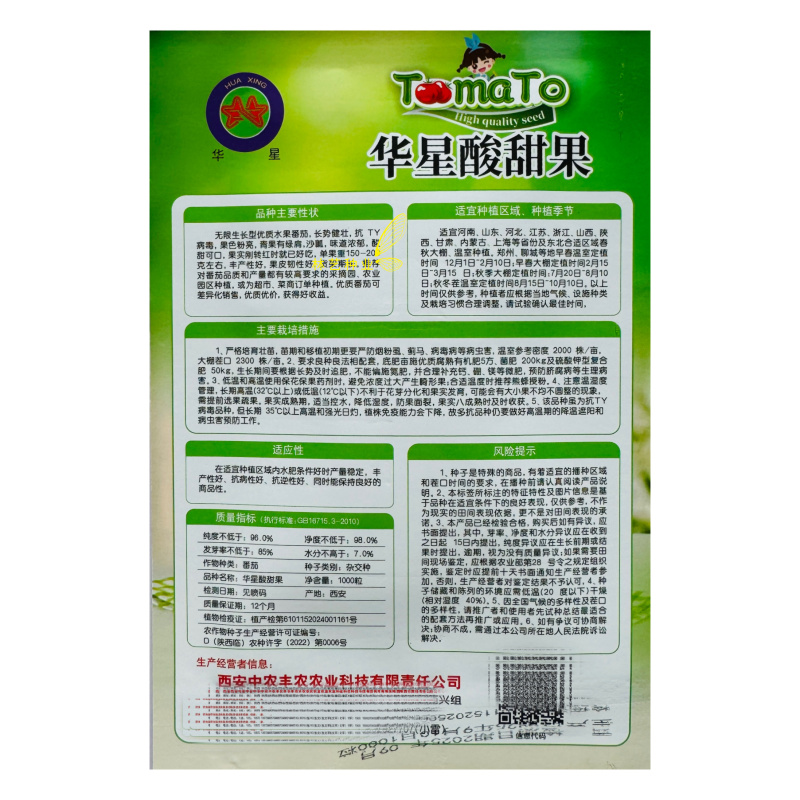 华星酸甜果水果番茄种子口感好无限生长高产抗TY病春秋播