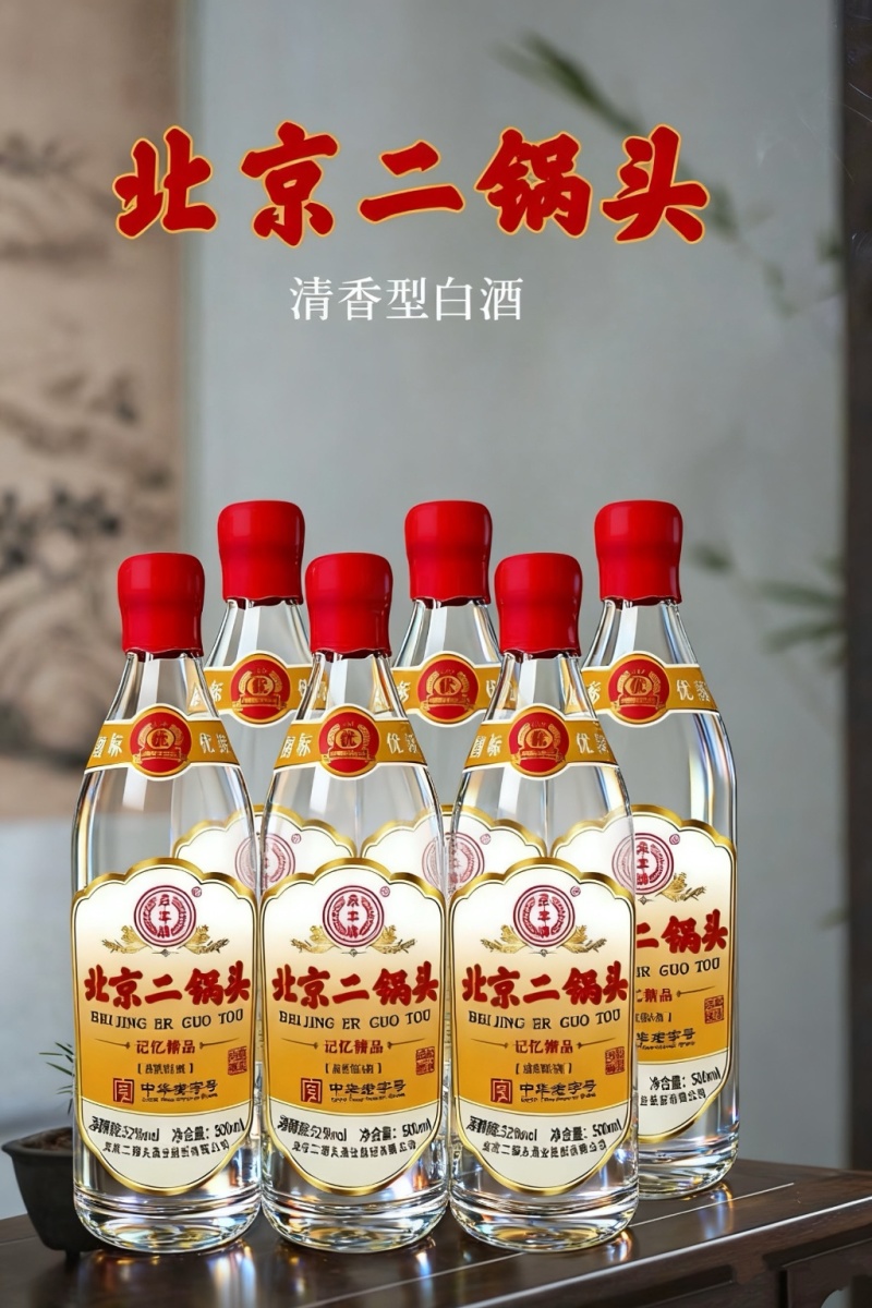 永丰北京二锅头，国标优级白酒，纯粮固态，42度52度