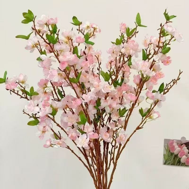 新年装饰桃花枝遇水开花冬季室内水培养干枝