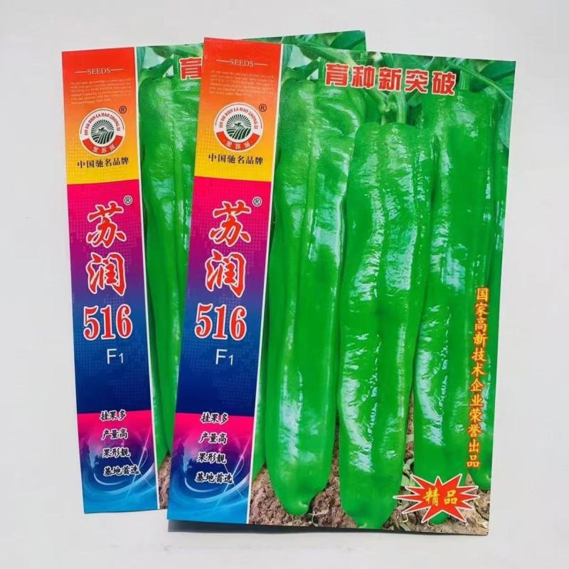 苏润516辣椒种子早熟粗长大牛角椒皮薄微辣抗病性强高产