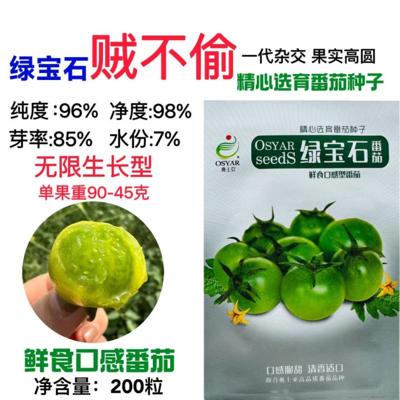 奥士亚绿宝石小番茄种子高糖口感型绿色贼不偷小樱桃西红柿