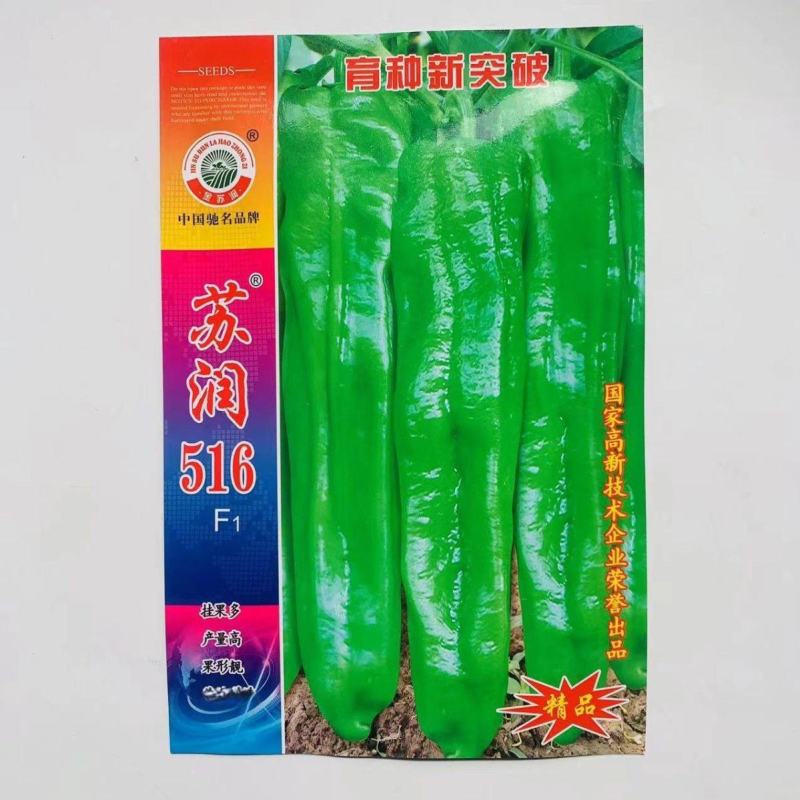 苏润516大果粗长牛角椒种子早熟高产大果型泡椒灯笼椒籽基