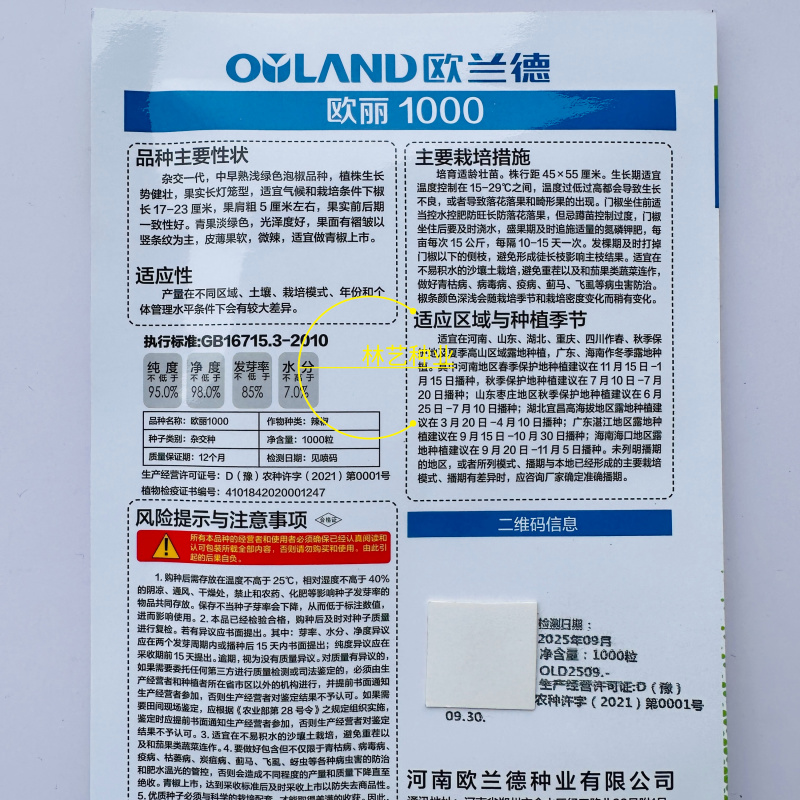 欧丽1000薄皮椒种子欧兰德竖条纹软皮泡椒苏椒酥椒微辣辣