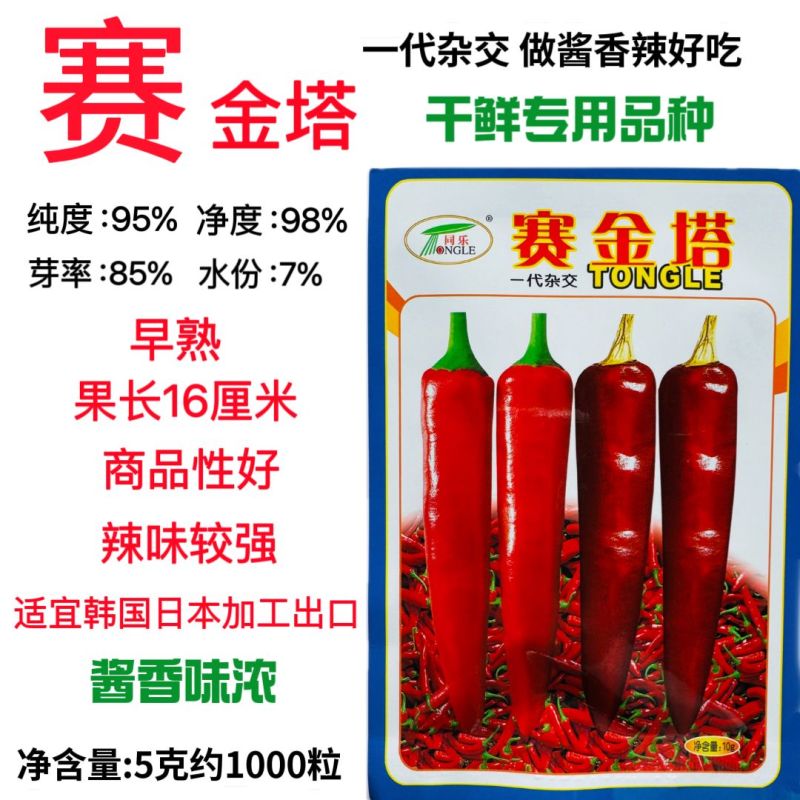 同乐赛金塔干鲜尖椒种子深红浓辣早熟高产农家春秋播种优选