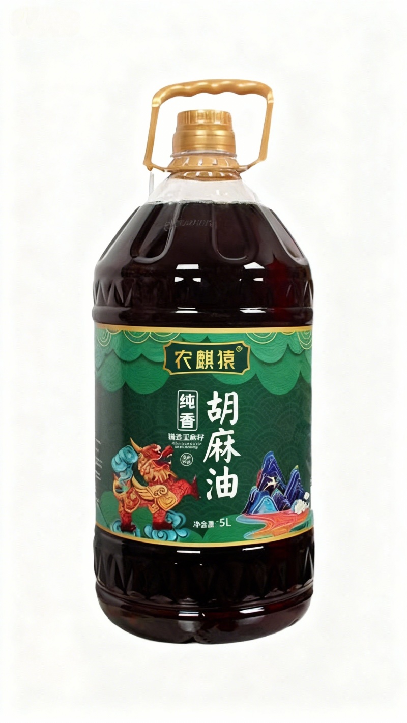 农麒猿胡麻油甘肃省庆阳市物理压榨工艺5升装，二级
