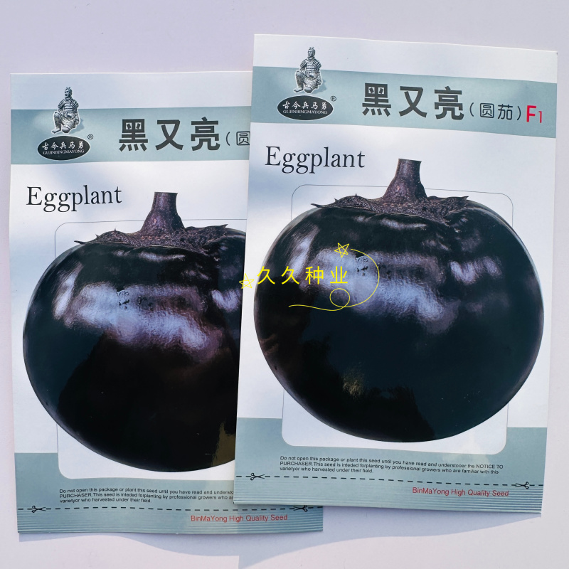 黑又亮圆茄种子高产耐热耐寒黑紫色圆茄孑大田菜院四季茄子种