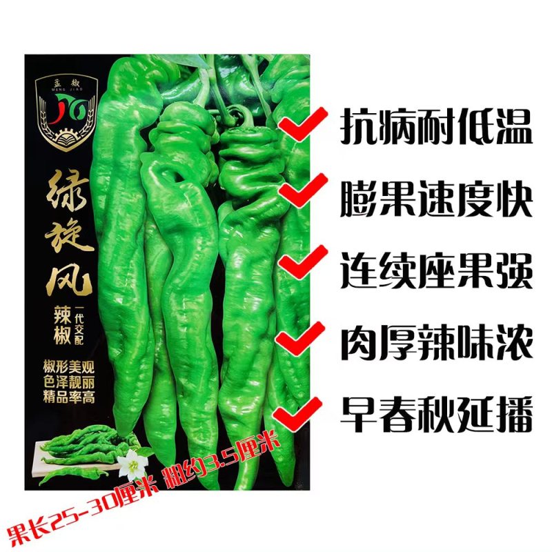 绿旋风螺丝椒种子高抗寒抗病全螺皮薄味辣长果螺丝椒籽大田种