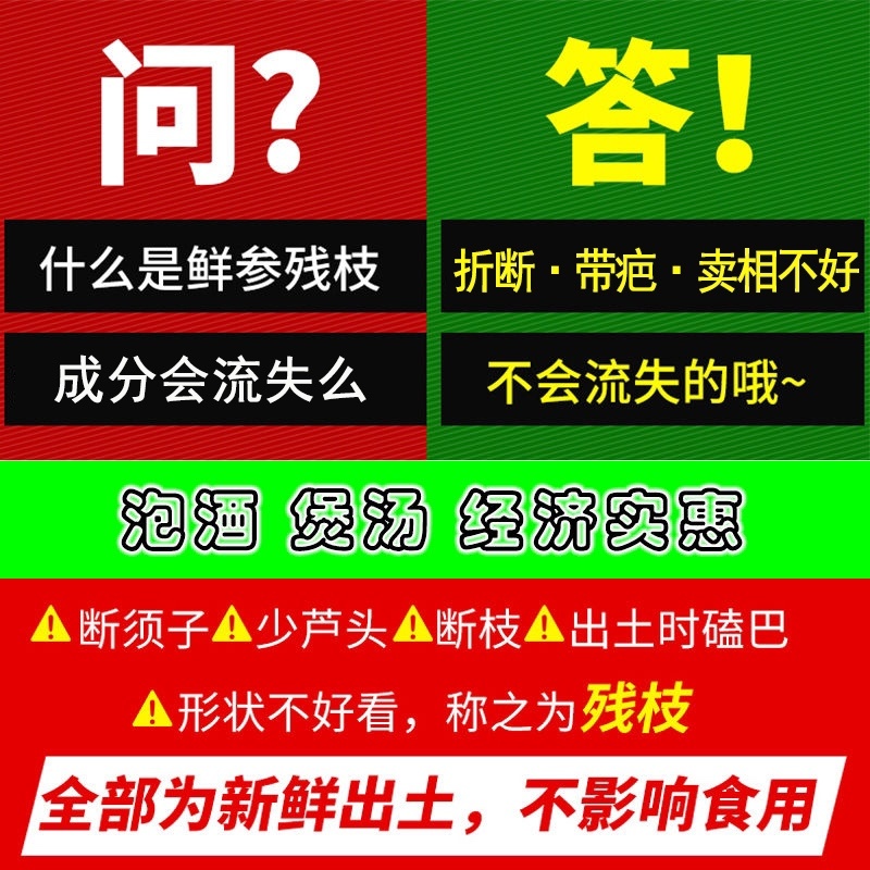 新鲜人参残参（批发）长白山鲜参产地发货参农直销吉林通化