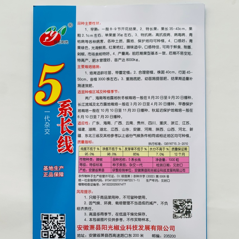 5系长线椒种子特抗病特长线椒种籽绿果早熟基地专用辣椒种子