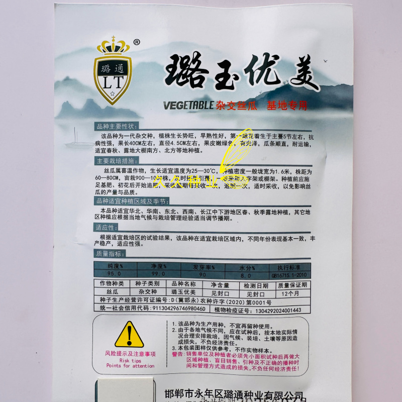 璐玉优美丝瓜种子高产早熟清香丝瓜种子果型顺直肉厚腔小