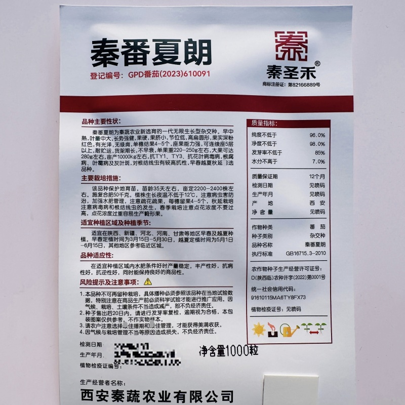 秦番夏朗番茄种子大果深粉红西红柿种子香甜抗病耐热番茄种籽