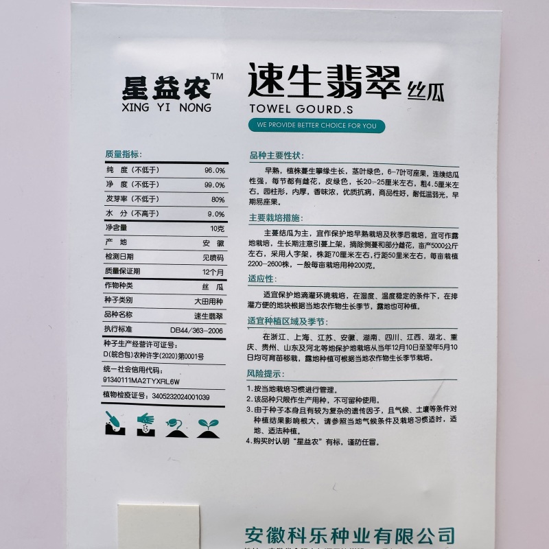 天禧早熟速生翡翠香丝瓜种子短棒丝瓜种子香味浓耐低温