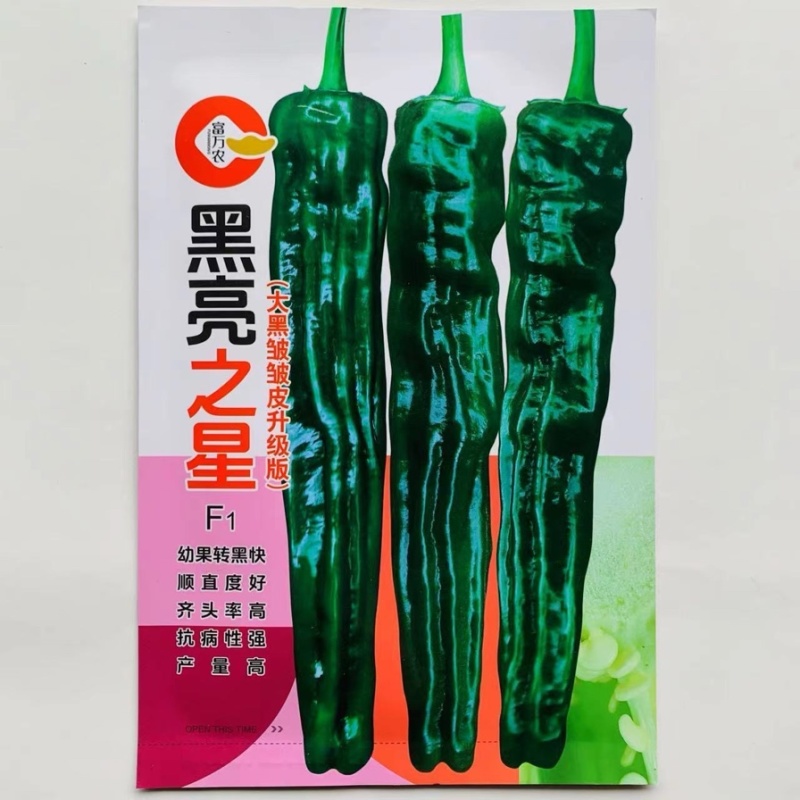 黑亮之星皱皮椒种子中早熟香辣大果型皱皮品种种子