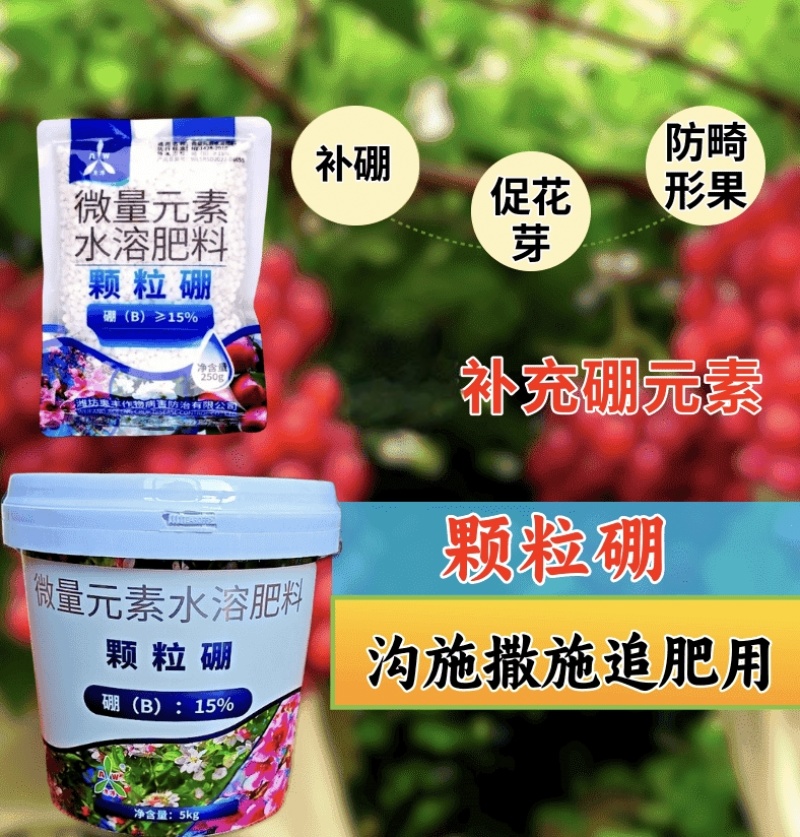 奥丰颗粒硼缓释硼肥保花保果提高开花坐果率一季用一次