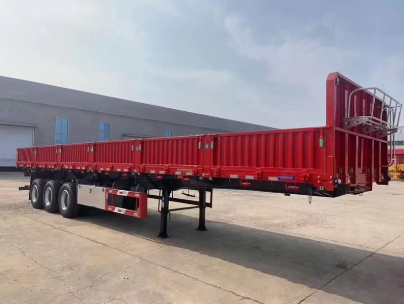 13米平板半挂车侧翻自卸半挂车